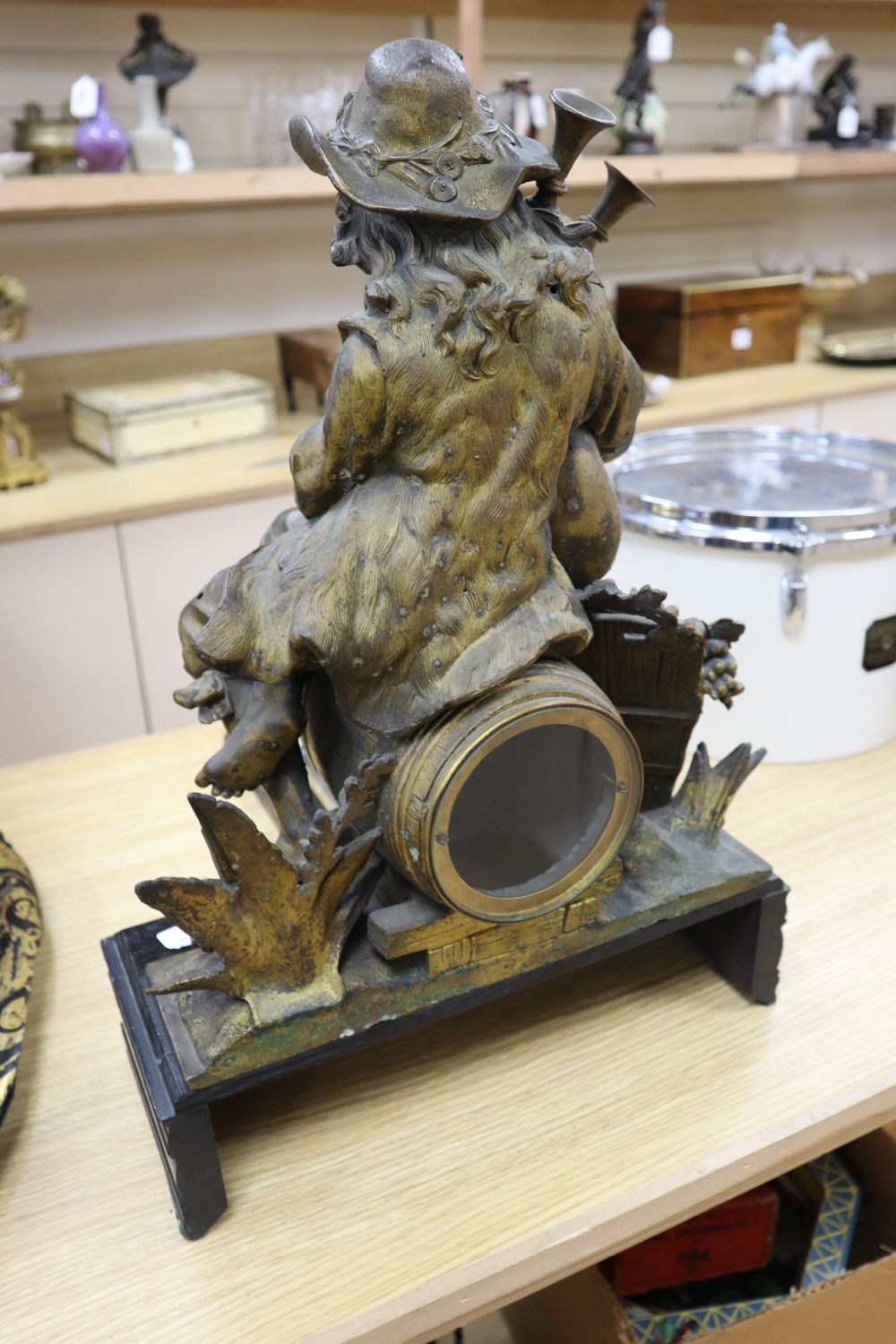 A 19th century gilt metal mantel clock, French bell-striking movement, 52cm high